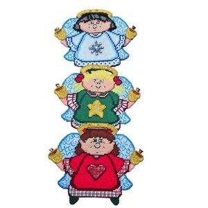 Design Works Coated Plastic Angel Trio Christmas Wall Hanging Completed